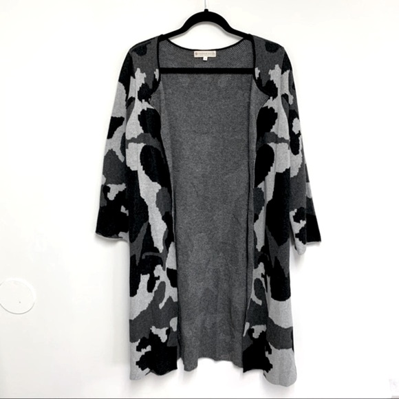Indigenous Organic Fair Trade Fashion Cotton Open Front Camo Cardigan Sweater - Picture 1 of 8